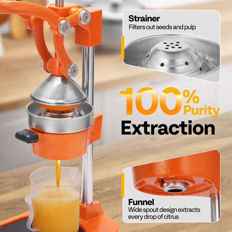 Stainless Steel Black Manual Hand Press Orange Juicer Machine